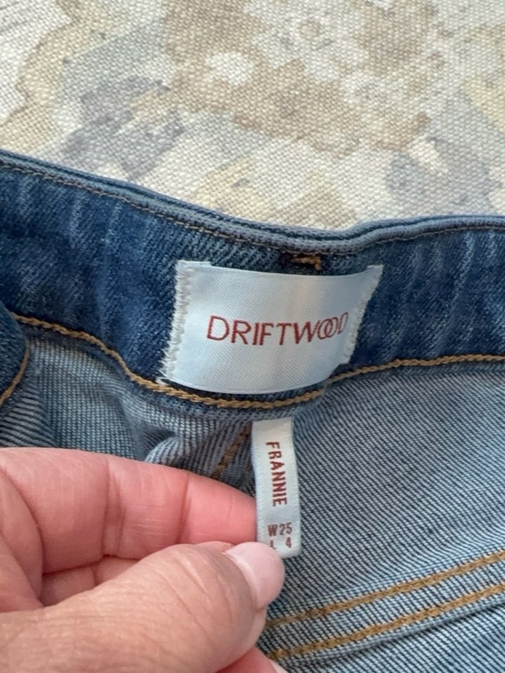 DRIFTWOOD Blue Denim Jean Shorts with Floral Embroidery - Picture 3 of 4